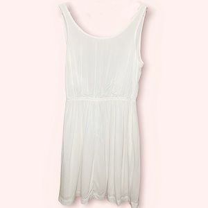 BCBG White Mini Flowy Dress, Tie Back Closer w/ Side Pockets